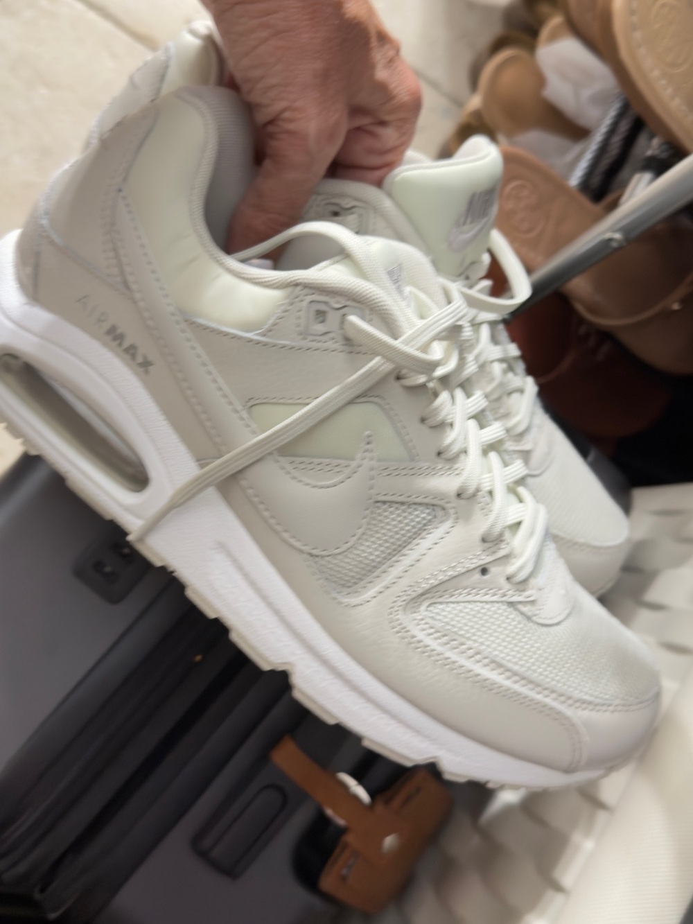 Nike Light Gray/Off-White Mesh & Leather Sneakers - Picture 9 of 9